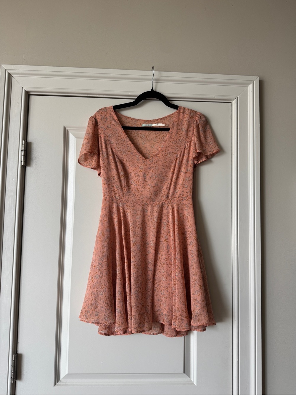 Urban Outfitters Peachy Floral Fit & Flare v-neck Dress
